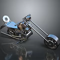 Shiny Metal Custom Motorcycle With Long Handlebars And Sleek Design For