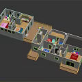 Modern House 3D Floor Plan With Animal Themed Furniture And Multiple Rooms