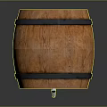 Wooden Beer Barrel With Smiley Face Beer Label Faucet And Black Hoops