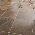 Warm Brown Textured Tiled Floor With Stone Like Finish And Decorative Plant In Ceramic Vase