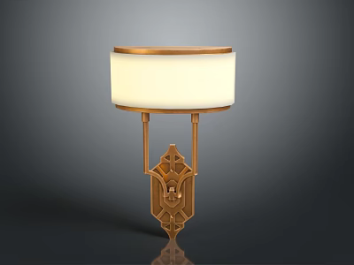 Elegant Golden Wall Sconce Lighting Combination With White Shade And Intricate Carved Design 3d model