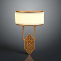 Elegant Golden Wall Sconce Lighting Combination With White Shade And Intricate Carved Design