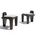 Modern Minimalist Leisure Chairs With Black Wooden Frame And Light Padded Seats