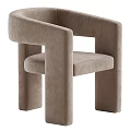 Comfortable Beige Plush Accent Chair With Wide Armrests Modern Minimalist Design