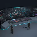 Large Interactive Control Center Screen With Real Time Data Visualization And Operators 3d model