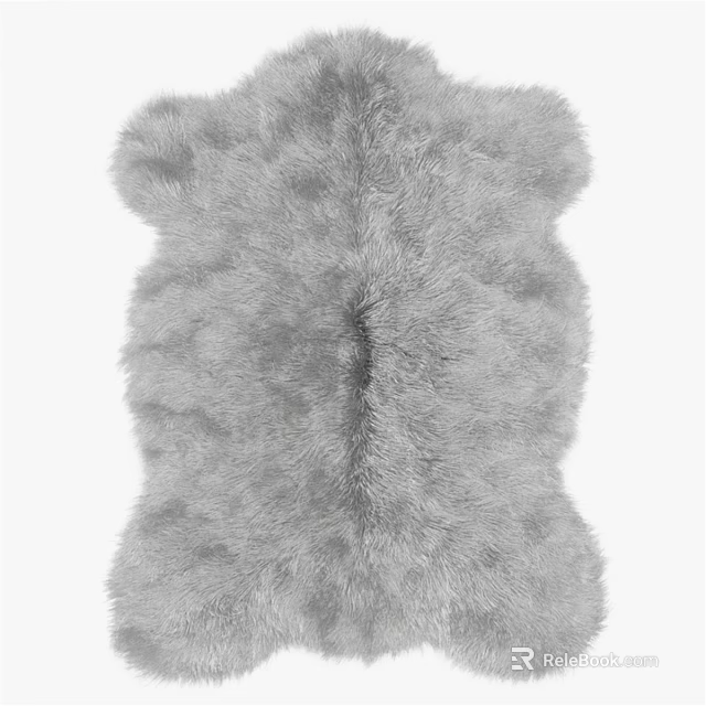 Gray Fluffy Square Rug With Soft Furry Texture For Home Decor 3d model 