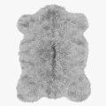 Gray Fluffy Square Rug With Soft Furry Texture For Home Decor