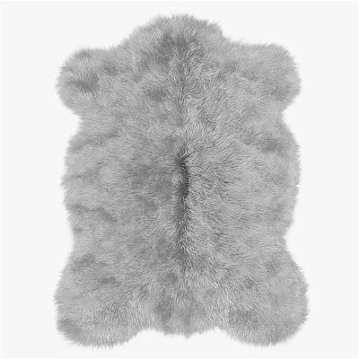 Gray Fluffy Square Rug With Soft Furry Texture For Home Decor 3d model