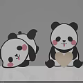 Panda Decorative Ornament Set With Lying Down Tongue Out And Sitting Holding Heart Figurines