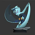 Mythical Blue Character With Creature Inspired Flowing Appendages And Goggles In Action Pose Design