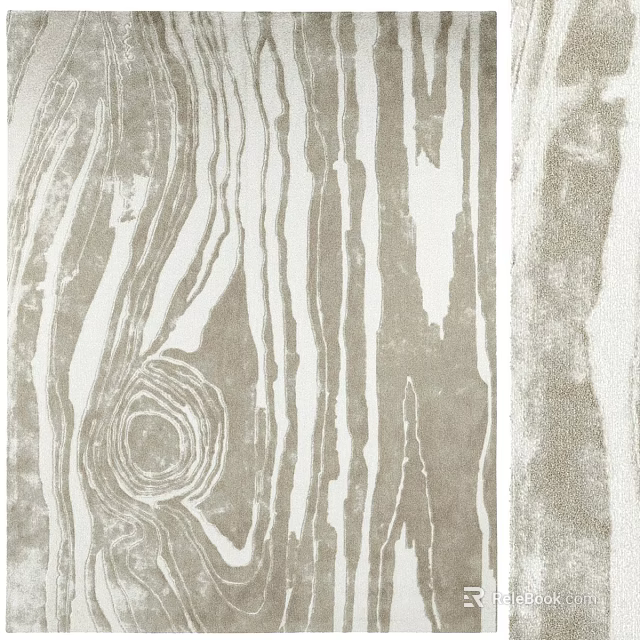 Square Rug Featuring Natural Wood Grain Pattern In Beige And White Swirling Textures 3d model 