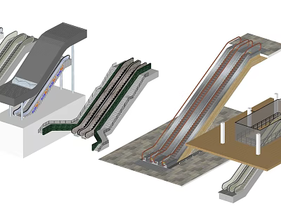 High Quality Escalator Design Diagrams Featuring Multiple Angles And Detailed Views 3d model