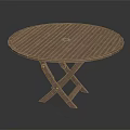 Stylish Round Wooden Outdoor Dining Table With Cross Legs And Central Umbrella Hole