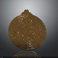 Ancient Golden Weapon With Circular Shape Intricate Carvings And Decorative Patterns
