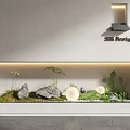 Indoor Embedded Wall Landscape with Fern Cactus Moss Rocks and White Decor Elements 3d model