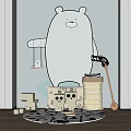 Cute Large Cartoon Bear Doll With Small Building Block And Pillow Dolls In Kids Room