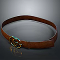 Stylish Brown Leather Belt With Double G Buckle And Smooth Texture Design