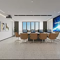 Modern Elevator Hallway With White Marble Walls Green Plants Terrazzo Floor And Ceiling Lights