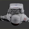 Man In White Astronaut Spacesuit With American Flag Patch Standing 3d model