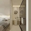 Modern Hotel Room Interior With Twin Beds Natural Light And Minimalist Decor