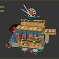 Sushi Shop Cartoon Sushi Shop Small Restaurant Food Shop 3d model