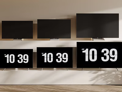 Various Size TVs Displayed In Modern Interior Space 3d model