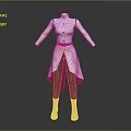 Game Movie Character White Long Coat With Red Belt Red Lining Gray Pants Gray Boots
