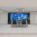 Logistics Control Room With Large Screen Data Display And Modern Control Consoles 3d model