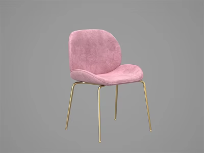 Elegant Pink Velvet Dining Chair With Gold Metal Legs And Modern Design 3d model