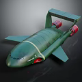 Futuristic Green Water Vehicle With Streamlined Design Wings And Red Engines