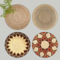 Various Woven Round Rugs with Natural Tones and Colorful Geometric Patterns for Home Decor