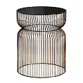 Modern Two-Tiered Side Table With Black Top And Gold Metal Strips 3d model