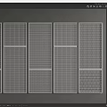 Varied Pattern Grid Metal Panels Arranged Neatly On Gray Background Surface