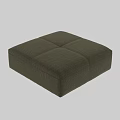 Square Khaki Green Fabric Ottoman With Quilted Stitched Design For Living Room