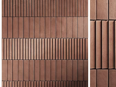 Brown Brick Wall Design Ideas With Various Vertical And Horizontal Patterns 3d model
