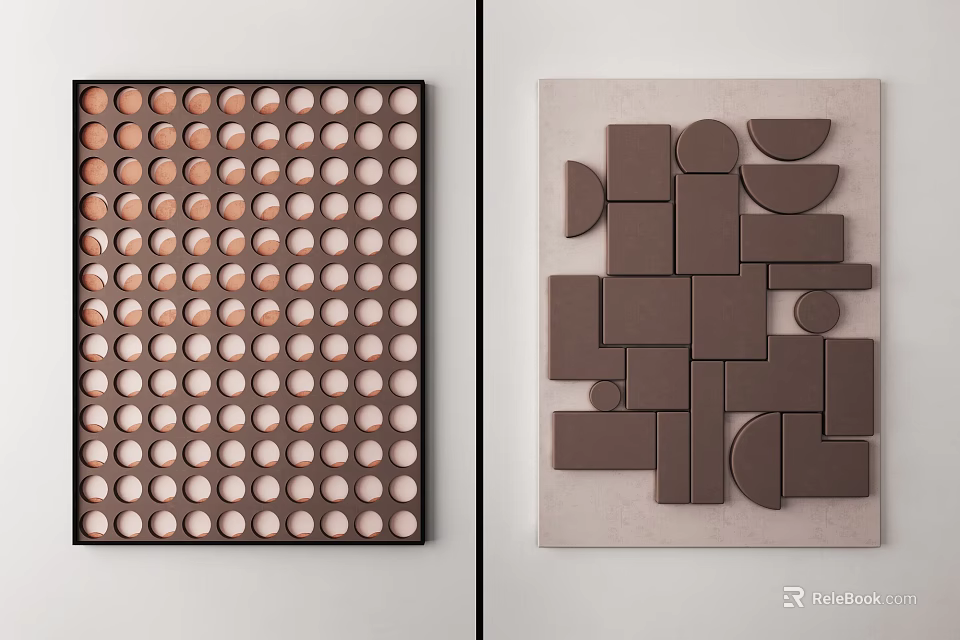 Stylish Modern Wall Decor With Circular Patterns And Geometric Abstract Shapes 3d model