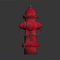 Red Fire Hydrant With Metal Chains And Classic Design On Reflective Surface