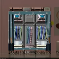 Fabric Wardrobe With Multi Layer Hanging Clothes Storage Boxes Bottom Shoe Rack Decorative Curtain Doors