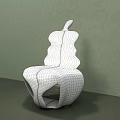 Golden Unique Single Chair With Shiny Surface And Light Gray Wall Dark Gray Floor