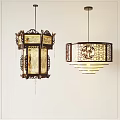 Traditional Chinese Chandeliers with Intricate Carvings Square and Round Lattice Patterns for Interior Decoration