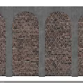 Decorative Brick Wall Backdrop With Arched Design And Concrete Frames For Modern Interior 3d model