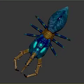 Detailed Blue Transparent Scorpion Art Model With Yellow Pincers And Legs