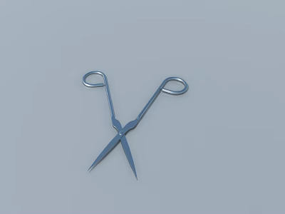 Blue Crossed Scissors Made Of Stainless Steel On Gray Background For Cutting Tasks 3d model