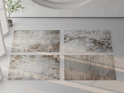 Square Rugs With Distressed Abstract Patterns For Modern Home Floor Decor 3d model