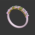 Elegant Silver Fashion Ring With Round Gemstones On Simple Curved Metallic Band