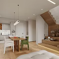 Modern Living Dining Room Interior With Couch Coffee Table And Wooden Floors
