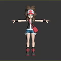 3D Game Character With Brown Hair White Cap Blue Vest Pink Bag And Outstretched Arms