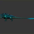 Two Headed Blue Dragon Creature With Scaly Body And Sharp Teeth