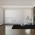 Curtain Dream Gauze Curtain Sofa Chair Green Plant 3d model