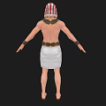 Egyptian Style Man With Traditional Headdress White Kilt And Gold Belt